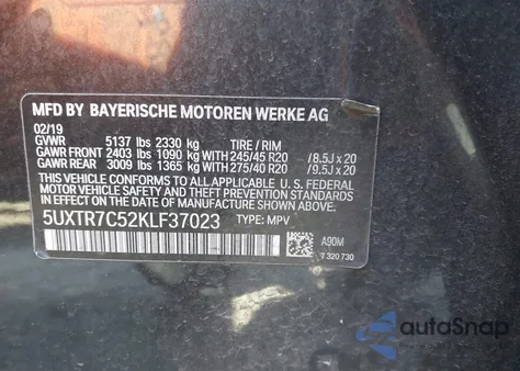 2019 BMW X3 Sdrive30I from USA, damaged, VIN 5UXTR7C52KLF37023